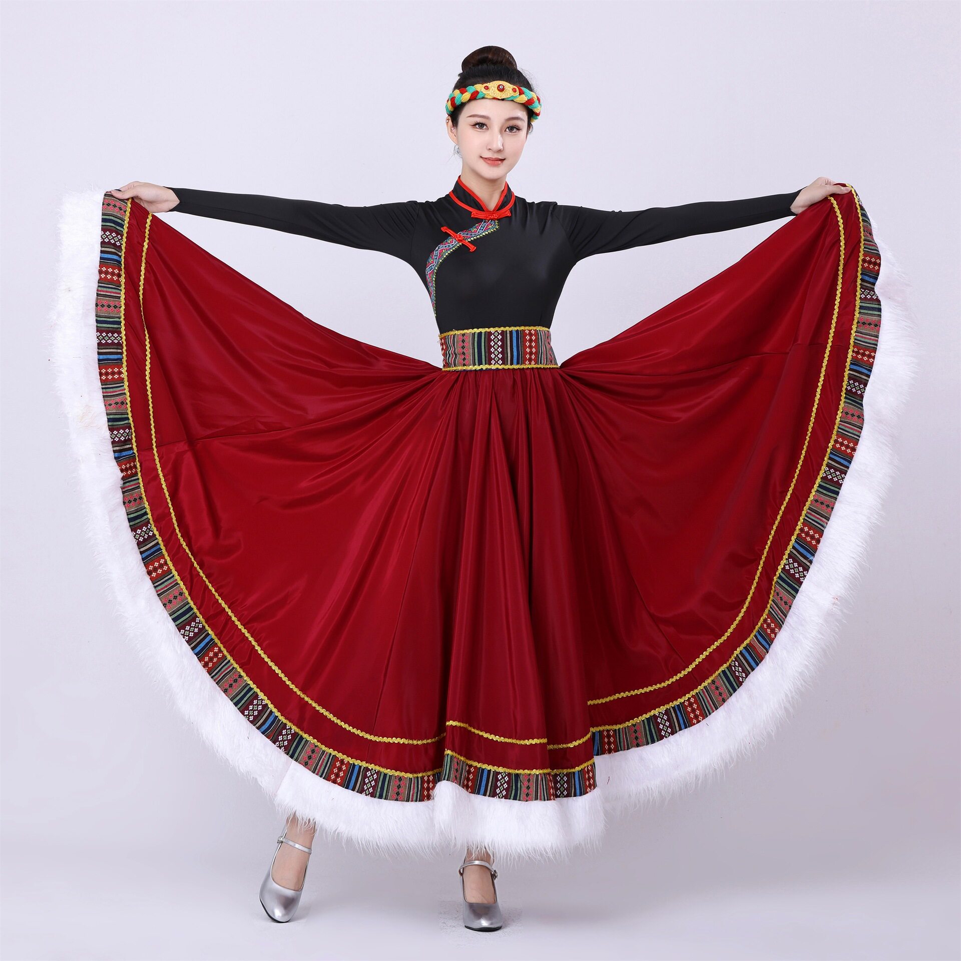 藏族舞蹈演出服装女广场舞套装
