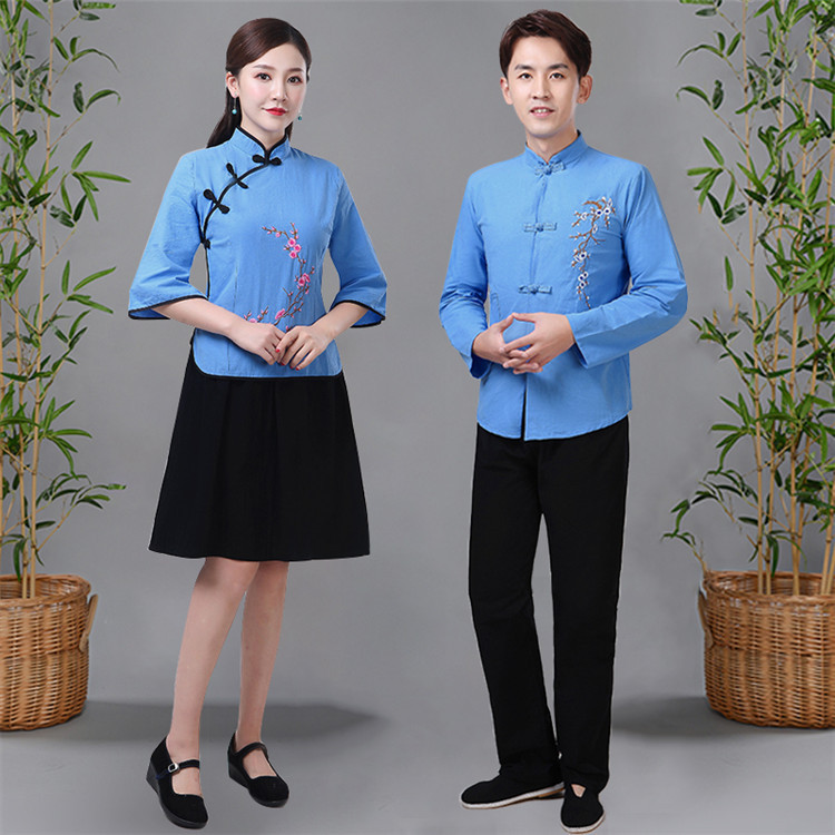 民国学生装女装五四青年装民复古毕业班校服古装大合唱演出服