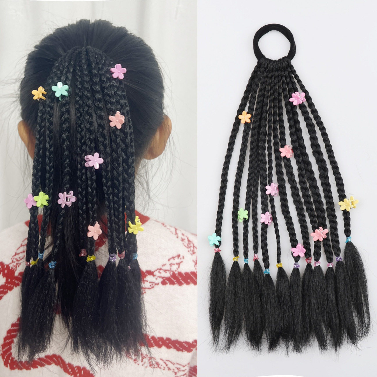 女童彩色太阳花马尾假发儿童发圈