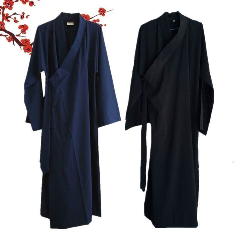 古装道服长袍套装斜襟长褂三清领