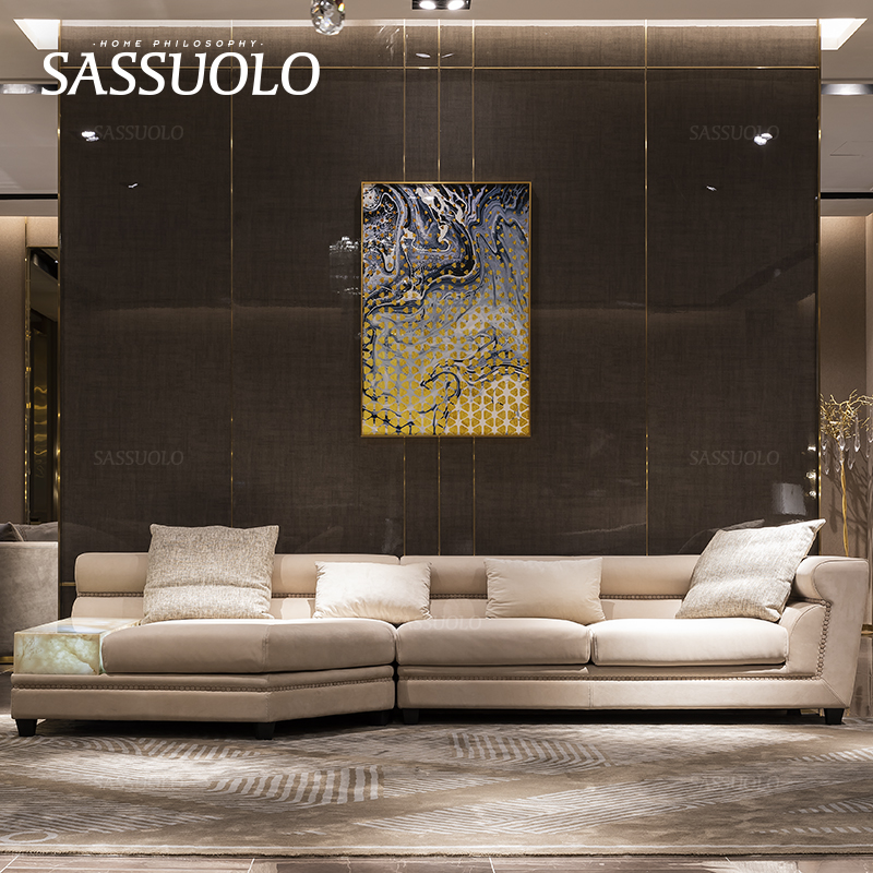 发光大理石米白灰色轻奢风家具