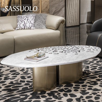 豹纹茶几萨索罗金属脚轻奢