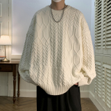 长袖套头流行宽松圆领纯色麻花A046HM2126P65控88，男装卫衣，星座608(原A046)