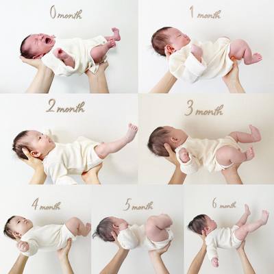 ins风12个月简约木质森系月龄出生宝宝成长记录数字木牌摄影道具