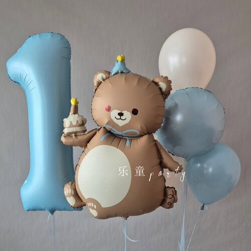 ins风可爱小熊公主生日周岁birthday party派对气球套装布置装饰