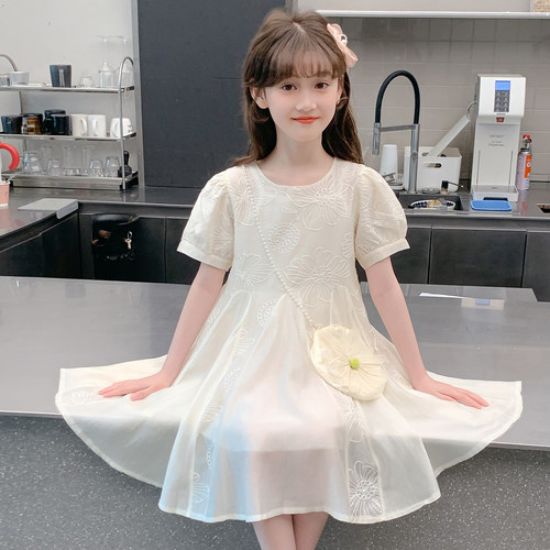 女童连衣裙2026新款夏季儿童好看薄款洋气白色公主裙夏装女孩裙子