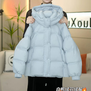 女童羽绒服冬季2026新款洋气童装时髦韩版纯色连帽外套女孩冬装潮