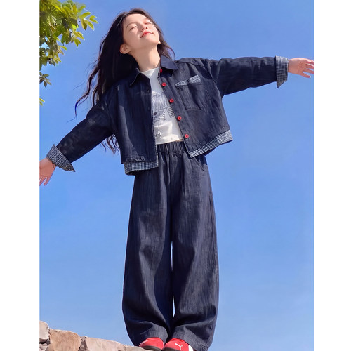 女童秋装2026新款套装儿童网红洋气时髦休闲牛仔女大童秋季两件套