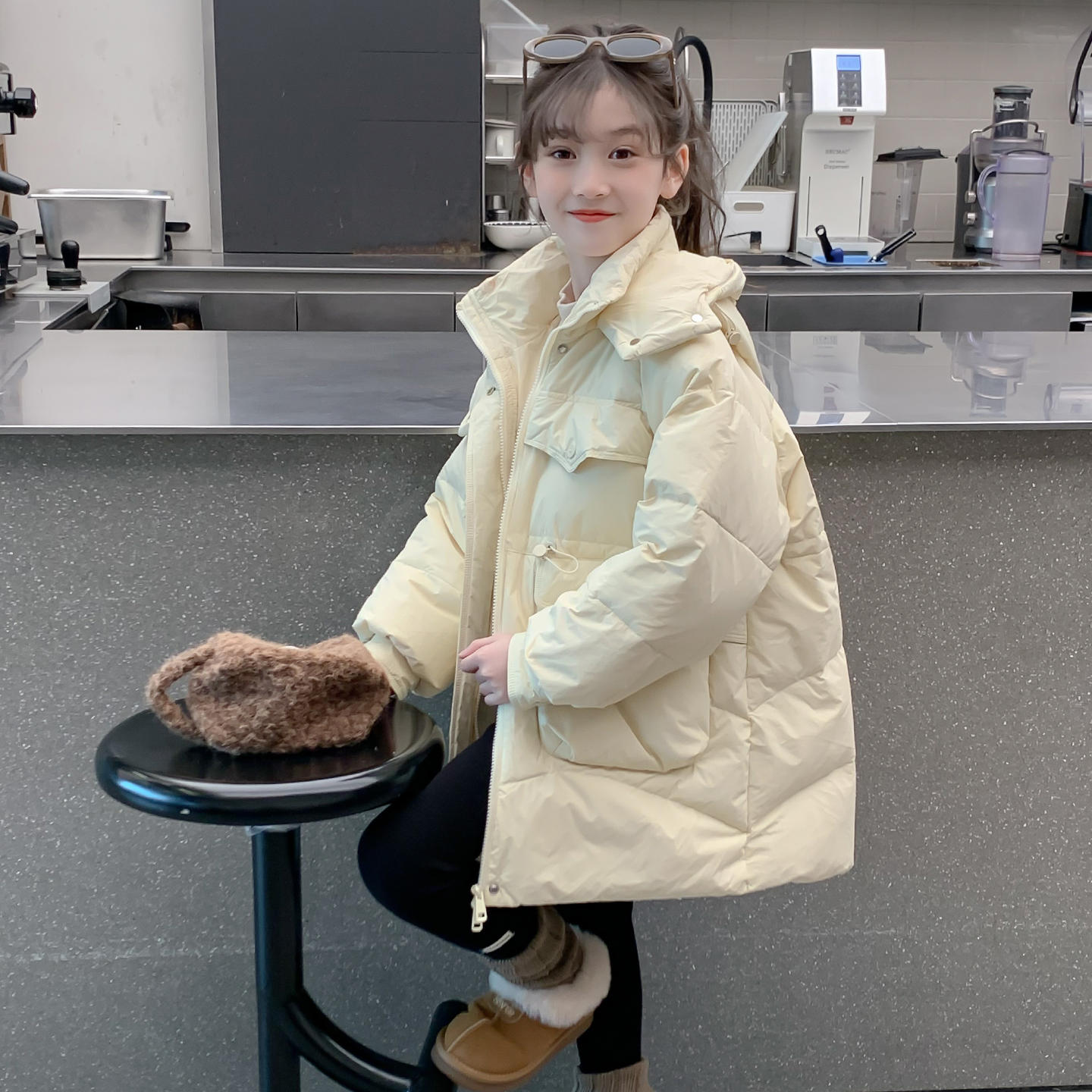 女童羽绒服冬季2025新款儿童网红洋气中长款90白鸭绒加厚女孩外套