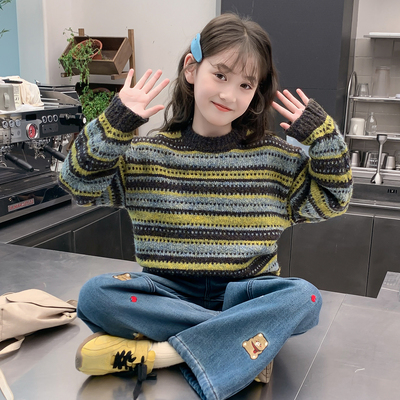 女童毛衣2025新款秋冬装儿童洋气时髦流行爆款上衣女孩冬季打底衫
