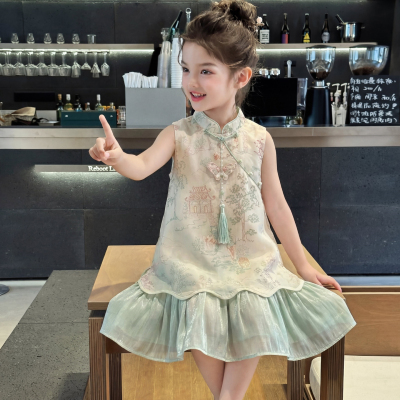 女童汉服夏季2026新款洋气儿童时髦国风中式连衣裙女孩夏装裙子潮
