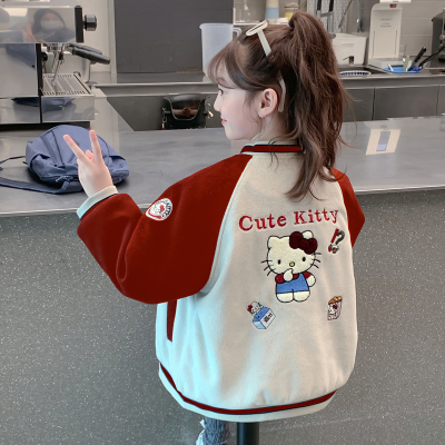 女童外套秋冬款2025新款儿童洋气时髦夹棉加厚棒球服女孩冬装上衣