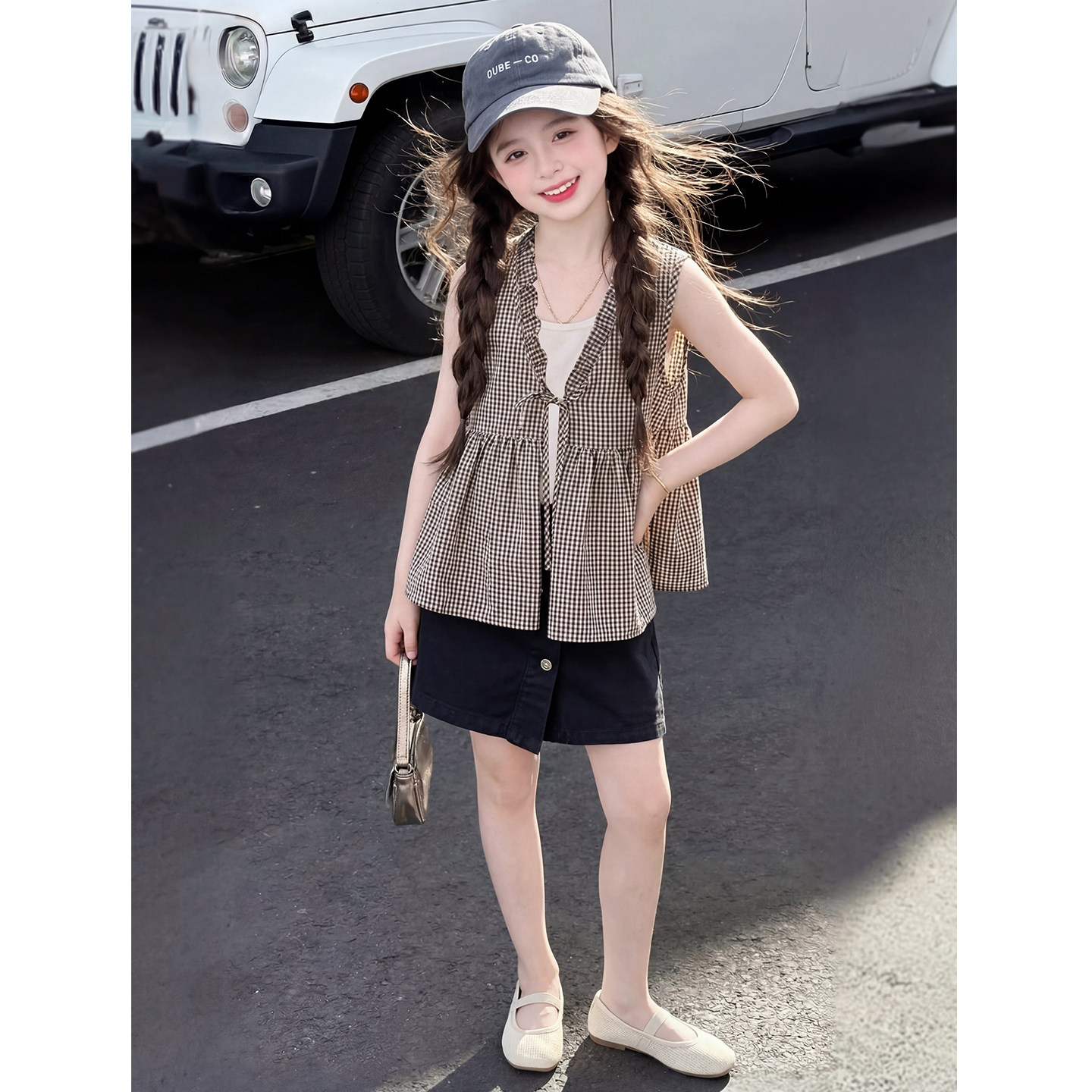 女童夏季套装2026新款时尚洋气韩版短裙三件套女孩夏装休闲衣服潮