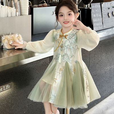 女童秋装连衣裙2025新款儿童超好看国风汉服公主裙女孩春秋款裙子