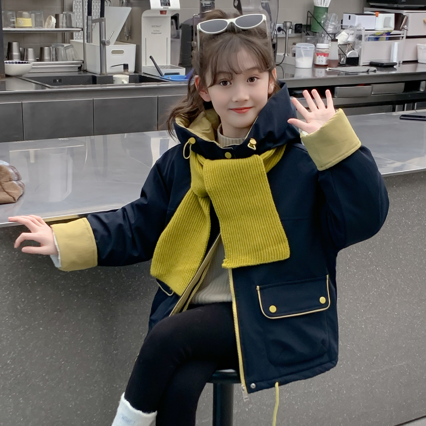 女童秋冬外套2025新款儿童洋气时髦夹棉加厚棉服女孩冬装网红棉袄