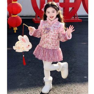 女童连衣裙2026新款冬装儿童网红洋气爆款加厚公主裙女孩新年裙子