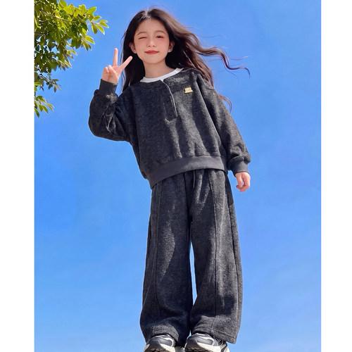 女童秋装套装2026新款儿童时髦韩版简约随性两件套女孩春秋款衣服