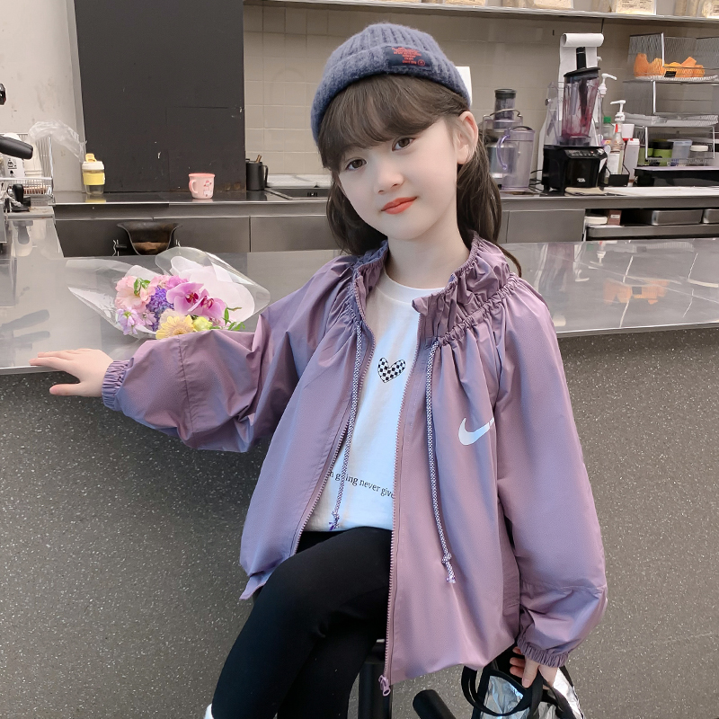 女童外套2025春装新款儿童网红洋气时髦冲锋衣夹克女孩春秋款上衣