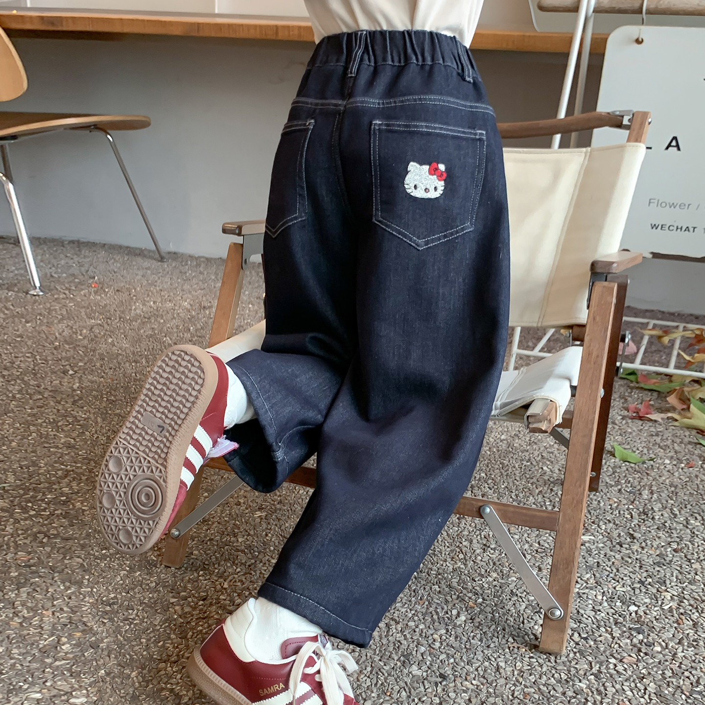 女童牛仔裤冬装2025新款儿童洋气时髦加绒加厚休闲裤子女孩弯刀裤