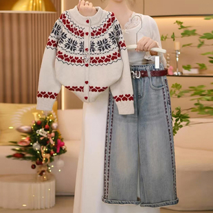 女童春装套装2026新款洋气儿童时髦网红毛线衫两件套女孩春季衣服