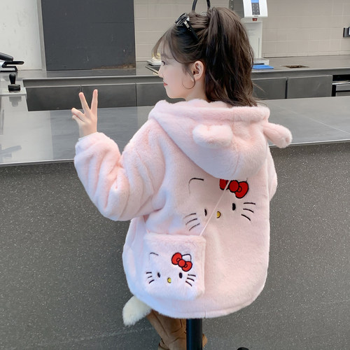 女童外套2025新款冬装儿童网红洋气夹棉加厚小女孩爆款冬季毛毛衣