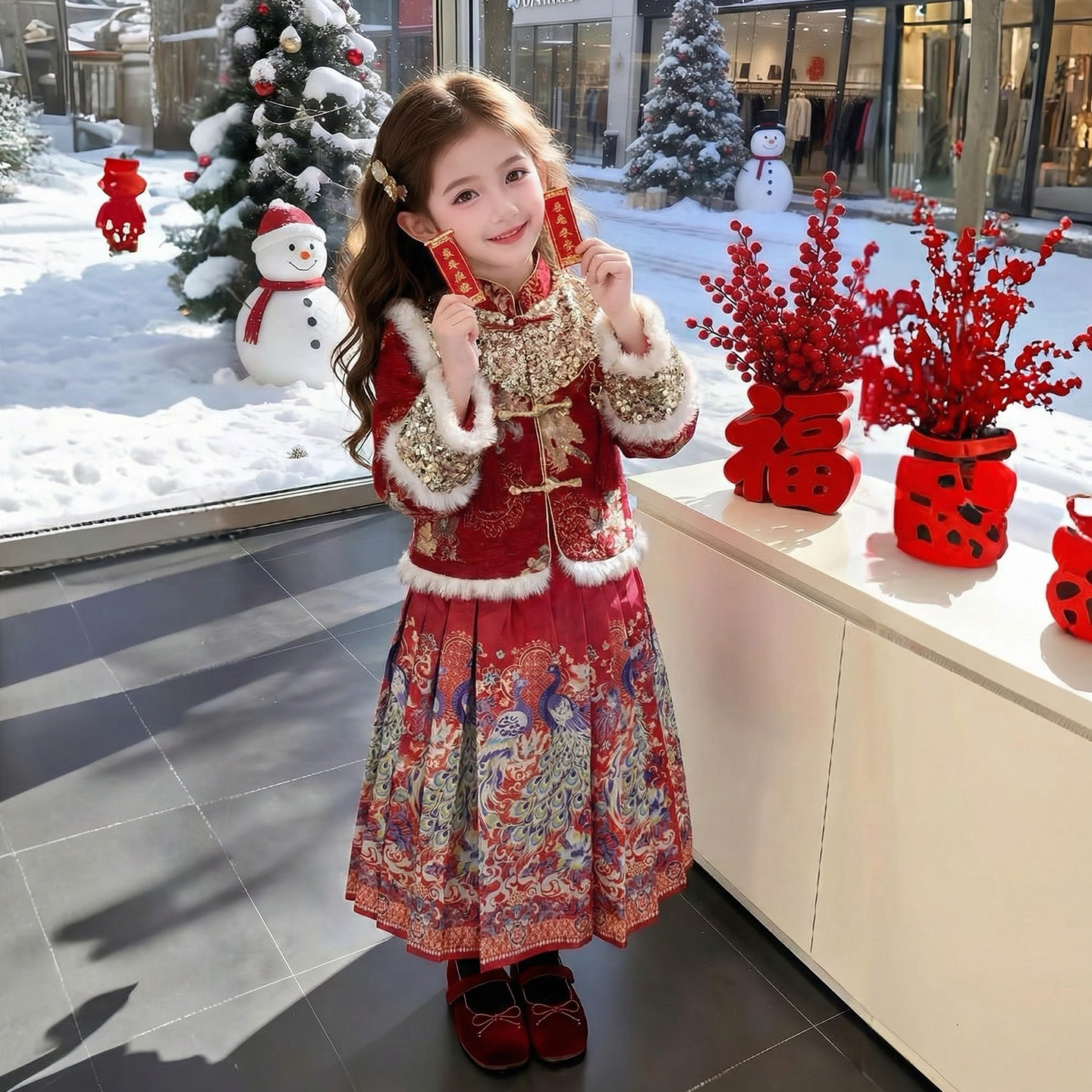 女童汉服2026新款儿童网红洋气中式国风马面裙加厚套装女孩拜年服,童装/婴儿装/亲子装,汉服,淘宝优惠券,粉丝福利购,淘宝优惠卷