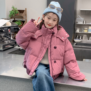 女童外套2025新款冬装儿童网红洋气加厚羽绒棉服女孩冬季时髦棉袄