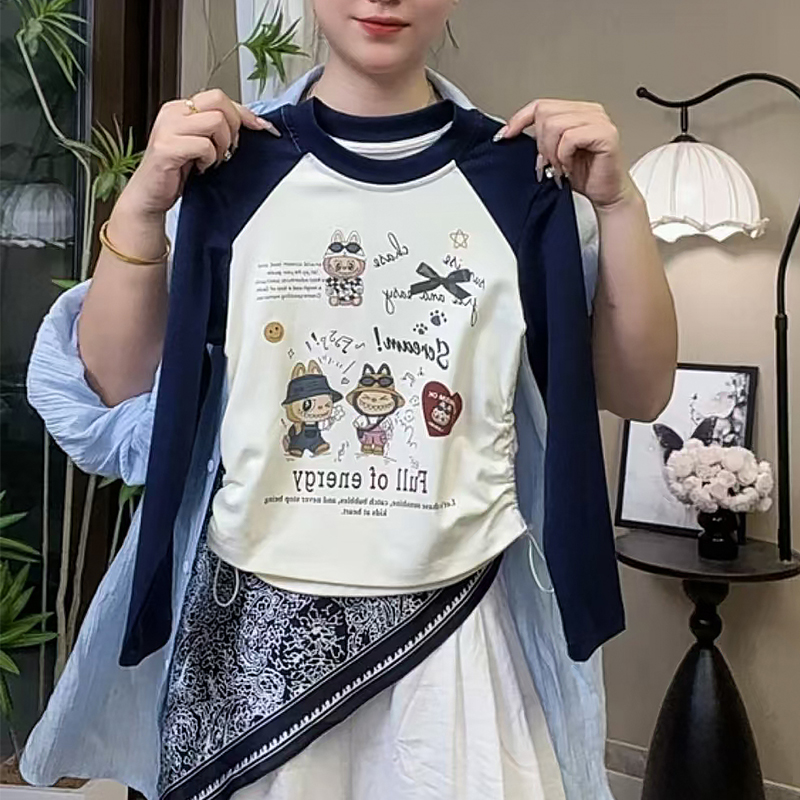 女童秋装2025新款卫衣洋气网红拼接好看打底衫女孩春秋款时髦上衣