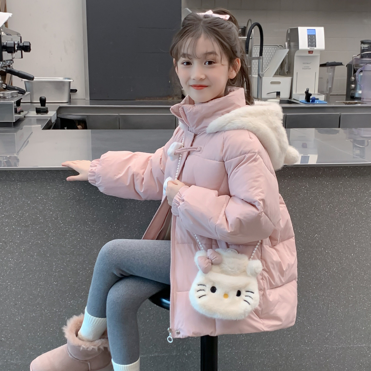 女童棉服冬装2025新款儿童洋气中长款羽绒加厚外套小女孩冬季棉袄