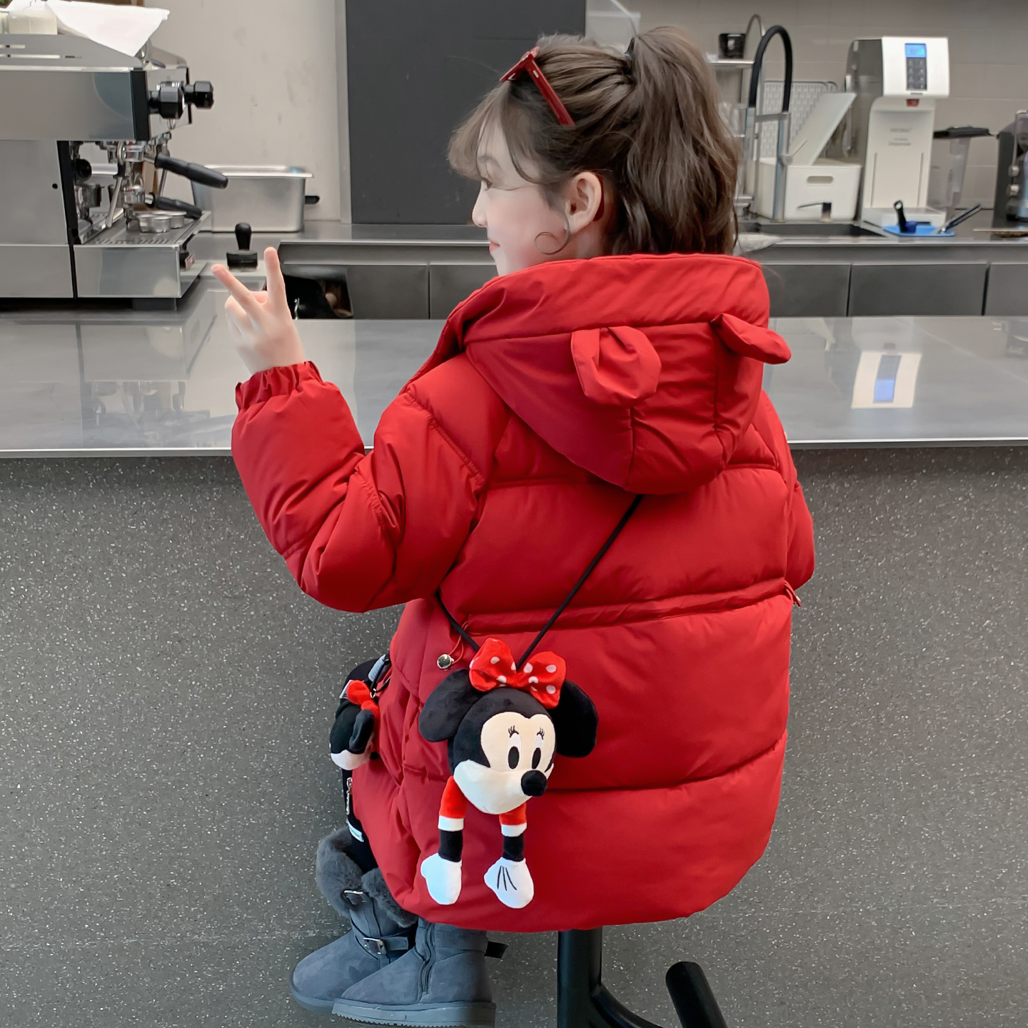 女童羽绒服冬季2025新款儿童网红洋气时髦中长款90白鸭绒加厚外套