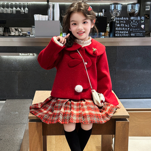 女童冬季套装2025新款儿童洋气时髦超好看爆款三件套女孩过年冬装
