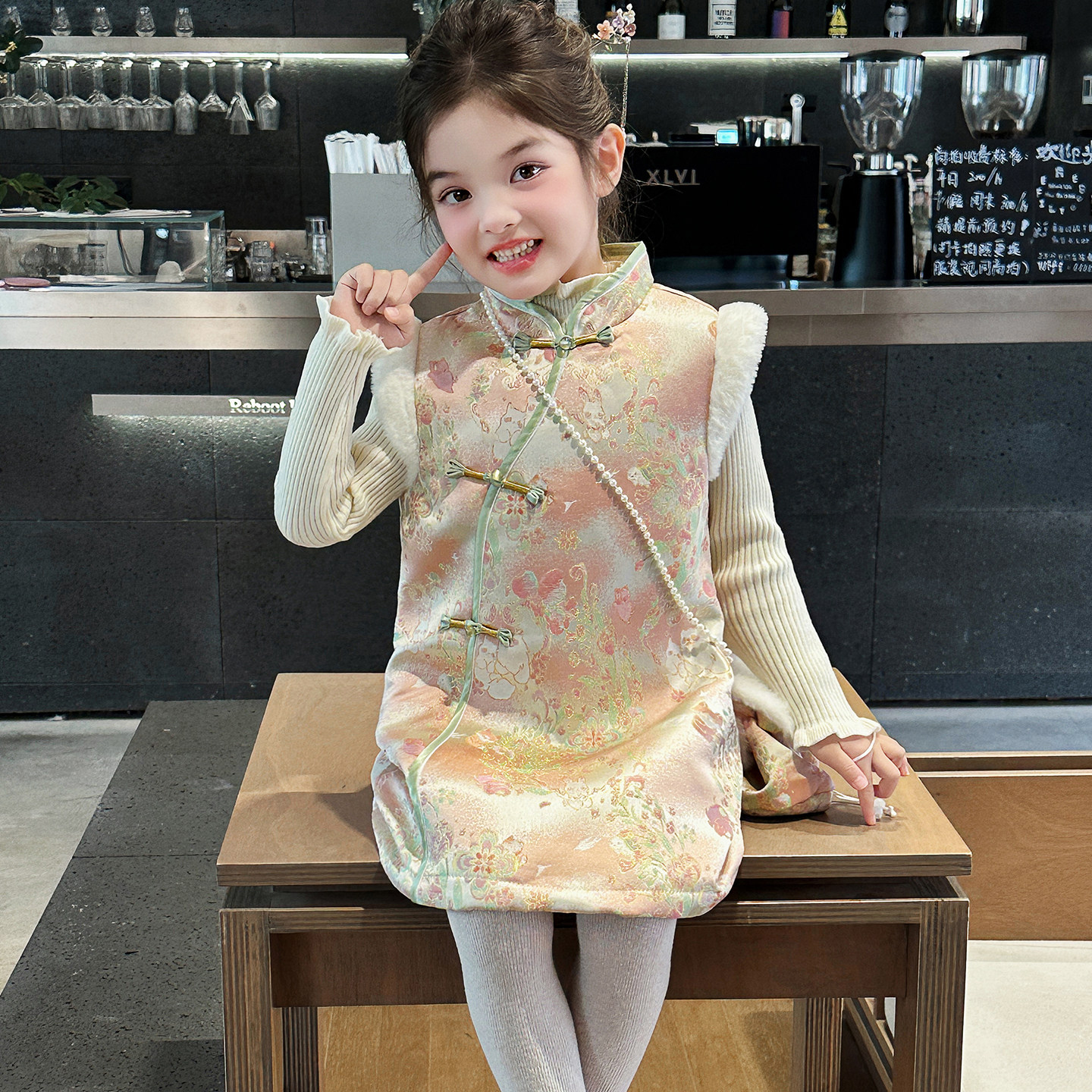 女童汉服连衣裙2025新款冬季儿童洋气国风中式旗袍公主裙女孩裙子