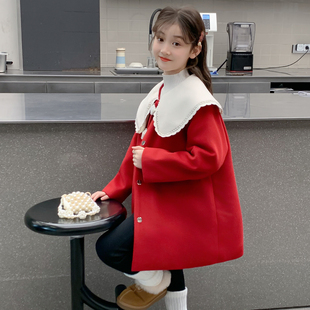女童外套2026新款冬装儿童洋气时髦中长款加厚呢子大衣小女孩爆款