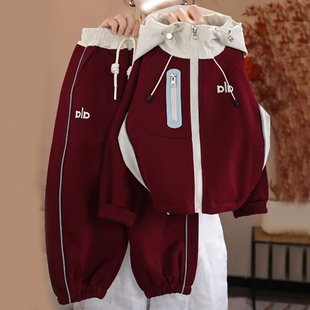 女童秋装2025新款套装洋气儿童运动休闲连帽两件套女孩春秋款衣服