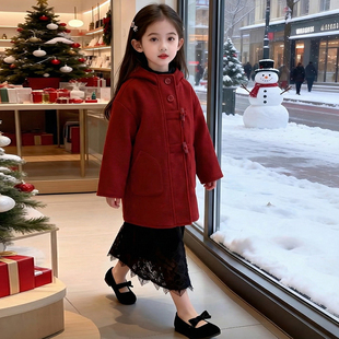 女童外套冬装2026新款洋气儿童时髦网红加厚呢子大衣女孩冬季衣服