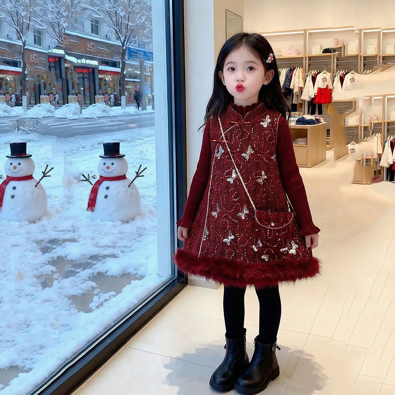 女童连衣裙冬季2026新款洋气儿童红色过年服两件套小女孩冬装裙子,童装/婴儿装/亲子装,连衣裙,淘宝优惠券,粉丝福利购,淘宝优惠卷