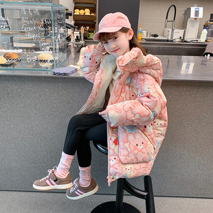 女童羽绒服2025新款冬季儿童中长款洋气加厚小女孩保暖白鸭绒外套