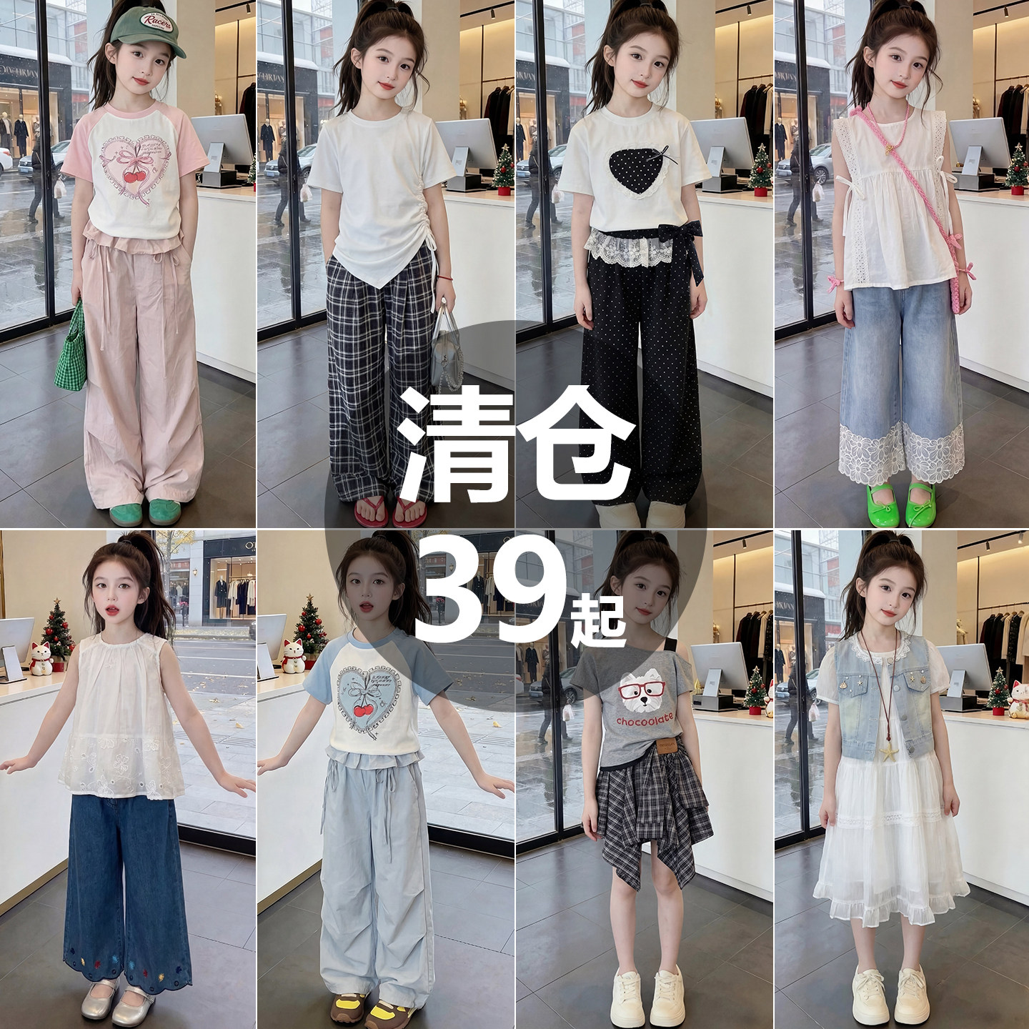 女童夏装套装2026新款儿童短袖网红洋气时髦夏季女孩薄款两件套潮图片