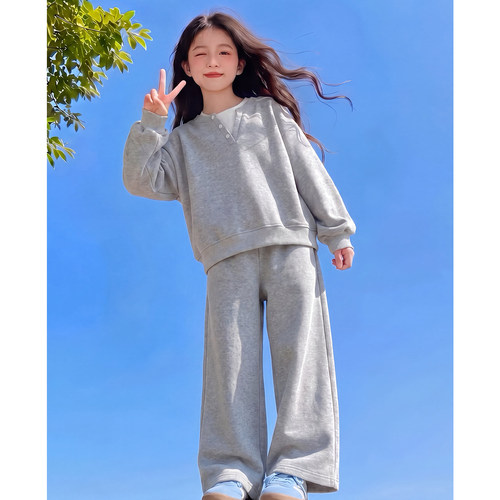 女童秋套装2026新款儿童网红洋气时髦休闲运动女孩秋季时尚两件套