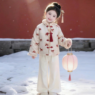 女童棉服2026新款冬装儿童汉服洋气中式国风羽绒外套小女孩拜年服