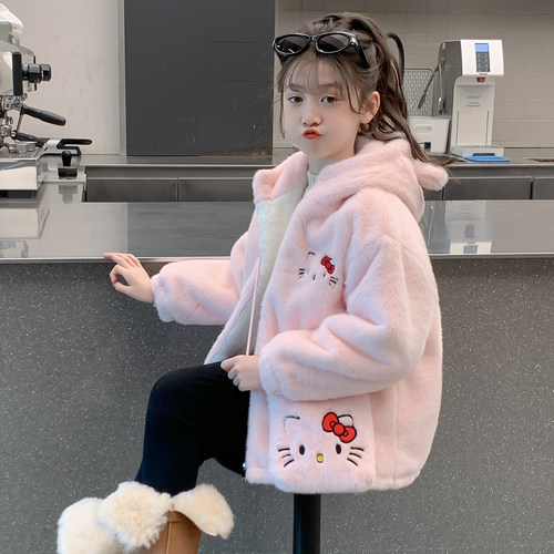 女童外套冬装2025新款儿童冬款网红洋气夹棉加厚小女孩冬季毛毛衣