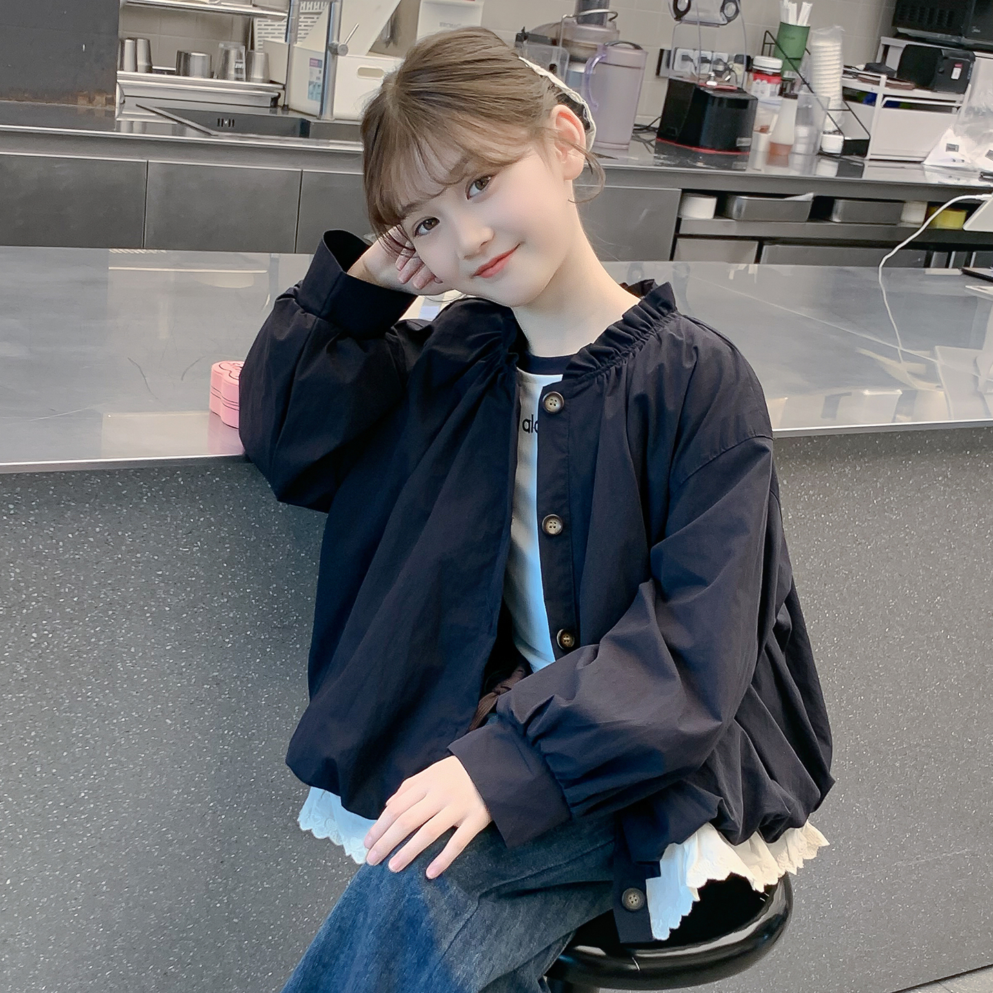 女童外套春秋款2025新款儿童秋冬网红洋气夹棉加厚上衣女孩秋冬装