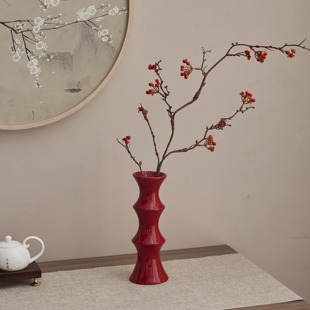 宋式美学宋代红色新中式复古中古风插花瓶摆件客厅轻奢高级感陶瓷