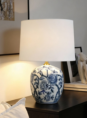 新中式青花瓷花鸟台灯可发光