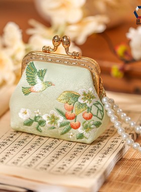 新中式绣花口金包刺绣零钱包