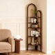 复古拱形藤编转角置物架实木客厅沙发墙边收纳书柜装 饰架