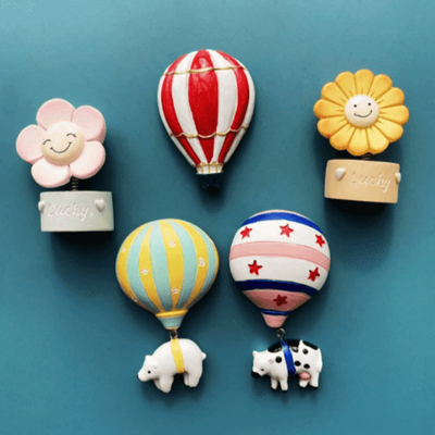 卡通立体热气球花朵小象冰箱贴