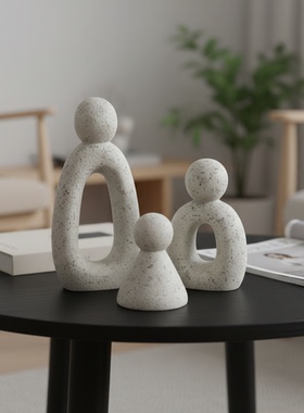 侘寂风人物水泥复合桌面摆件