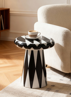现代简约黑白几何树脂茶几摆件