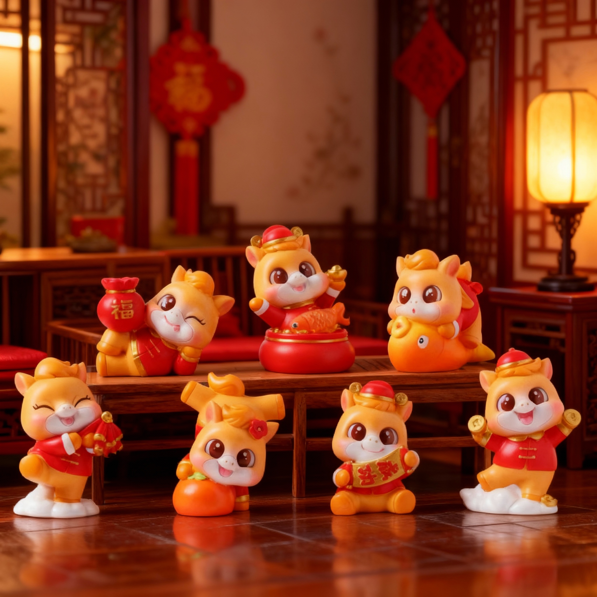 国潮小财神树脂桌面摆件